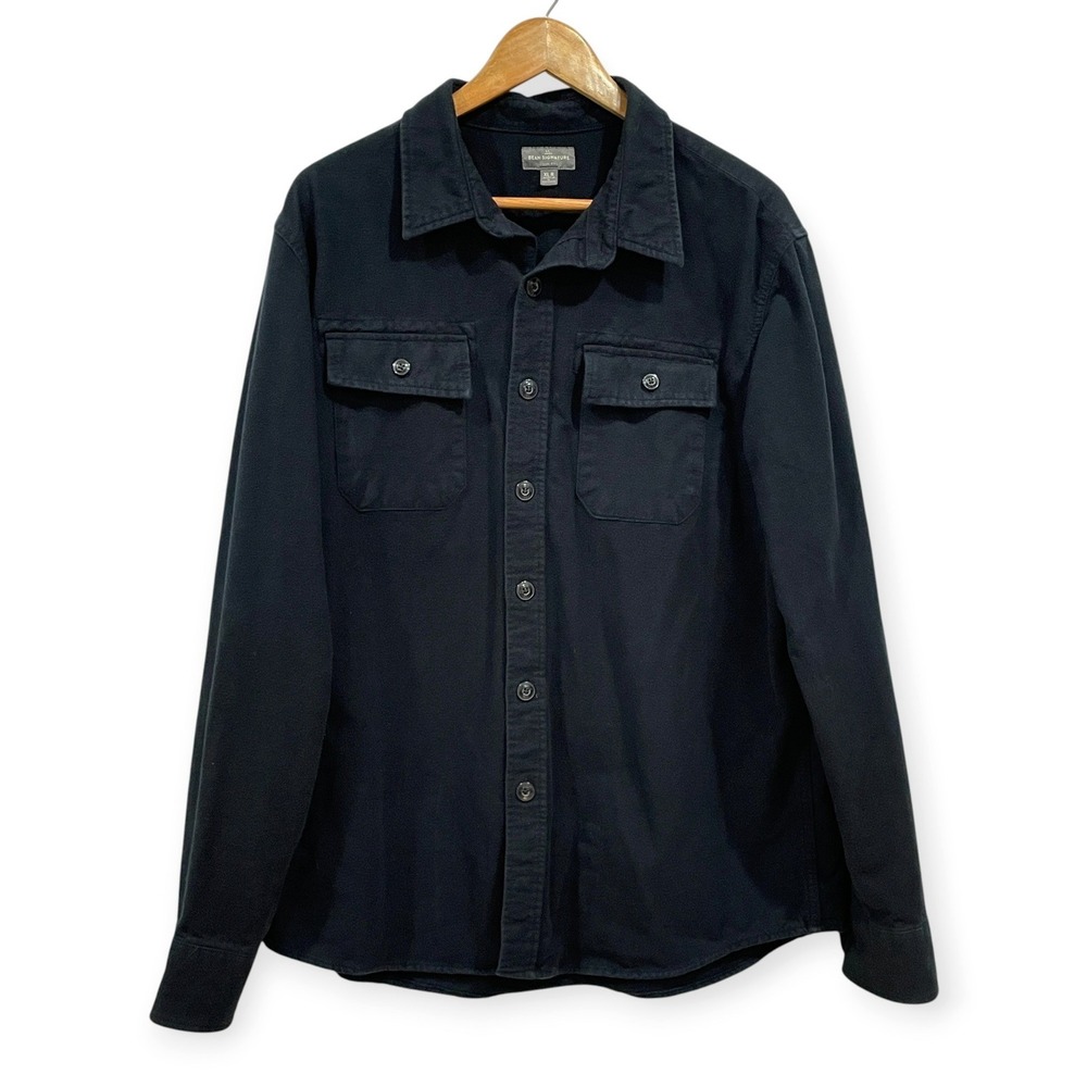LL Bean Signature Archive 1933 Black Chamois Cloth Shirt Men M Slim Fit Heritage